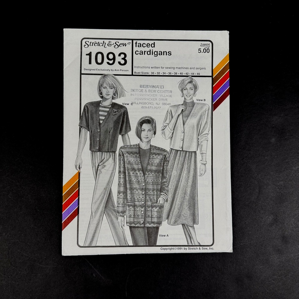 Vintage 90s UNCUT Women V Neck Cardigan Suit Jacket Sewing Pattern Ann Person